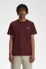 Fred Perry Crew Neck Men’s T-Shirt Oxblood Beige | AQSTI1325