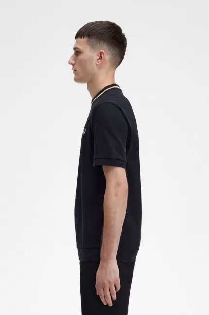 Fred Perry Crew Neck Piqué Men’s T-Shirt Black | JEIMS0853