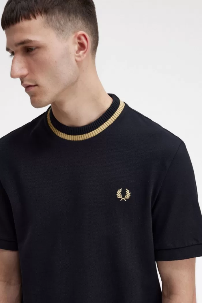 Fred Perry Crew Neck Piqué Men’s T-Shirt Black | JEIMS0853