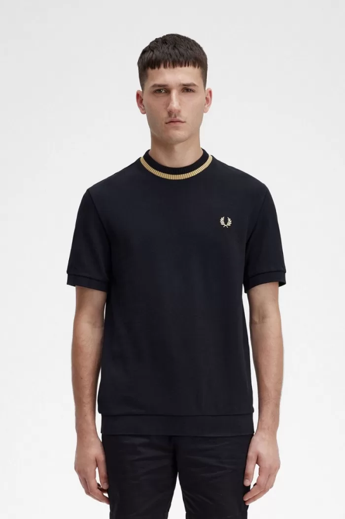 Fred Perry Crew Neck Piqué Men’s T-Shirt Black | JEIMS0853