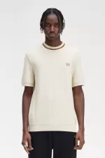 Fred Perry Crew Neck Piqué Men’s T-Shirt Oatmeal | LFINK7468