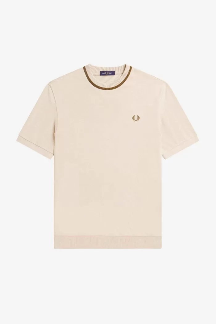 Fred Perry Crew Neck Piqué Men’s T-Shirt Oatmeal | LFINK7468