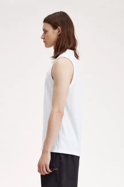 Fred Perry Crew Neck Vest Men’s T-Shirt White | LGWRS0529