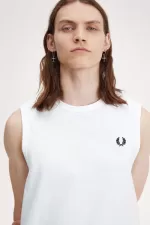 Fred Perry Crew Neck Vest Men’s T-Shirt White | LGWRS0529