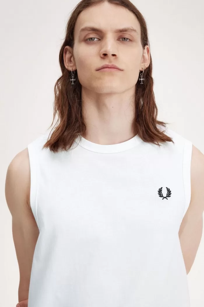 Fred Perry Crew Neck Vest Men’s T-Shirt White | LGWRS0529