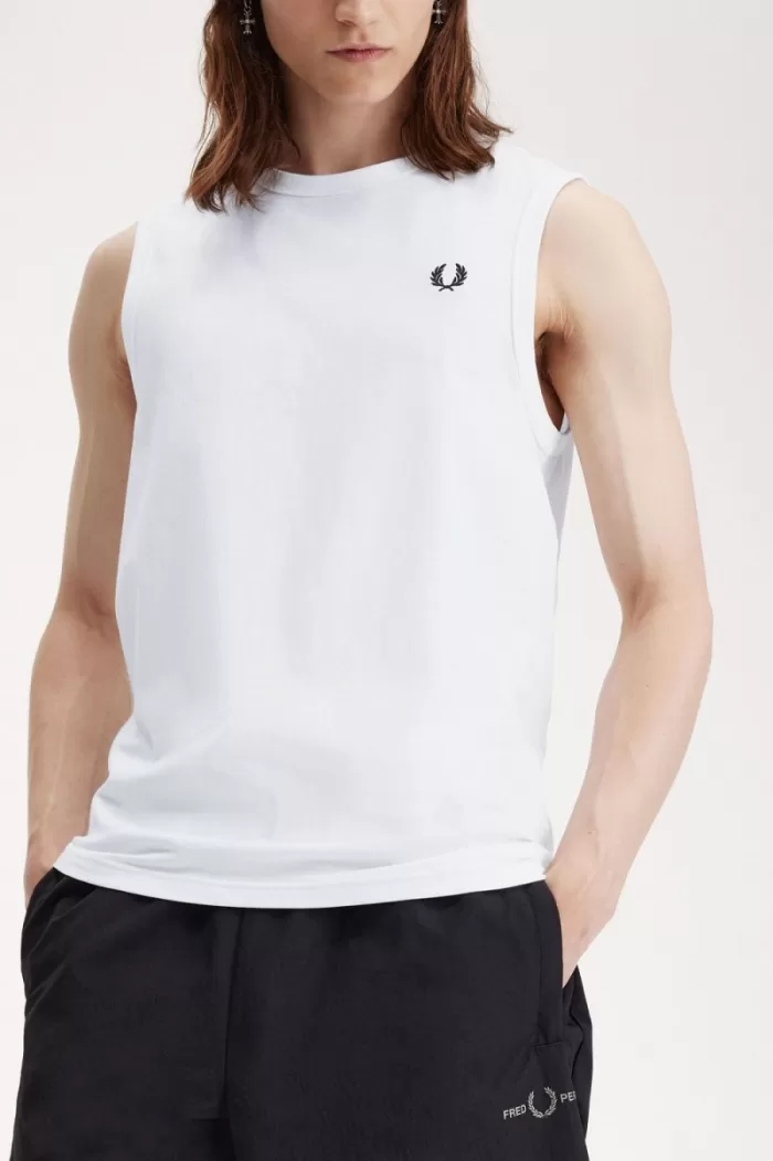 Fred Perry Crew Neck Vest Men’s T-Shirt White | LGWRS0529