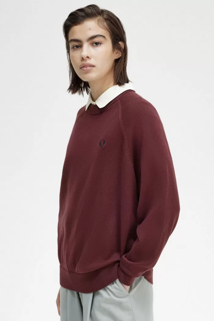 Fred Perry Crew Neck Women’s Jumper Oxblood | HVJMA2038