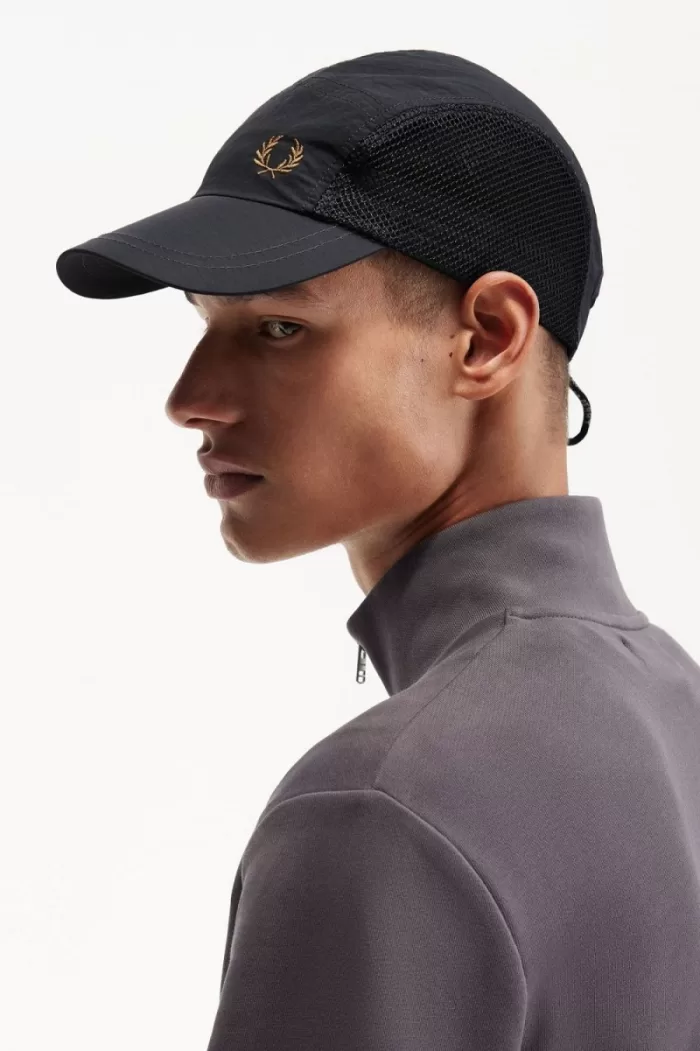 Fred Perry Crinkle Nylon Mesh Men’s Caps Anchor Grey | IUSKZ4521