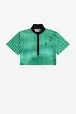 Fred Perry Cropped Gingham Piqué Women’s Polo Shirt Green | FOHWT6529