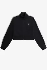 Fred Perry Cropped Taped Track Women’s Jackets Black | BQPAZ8193