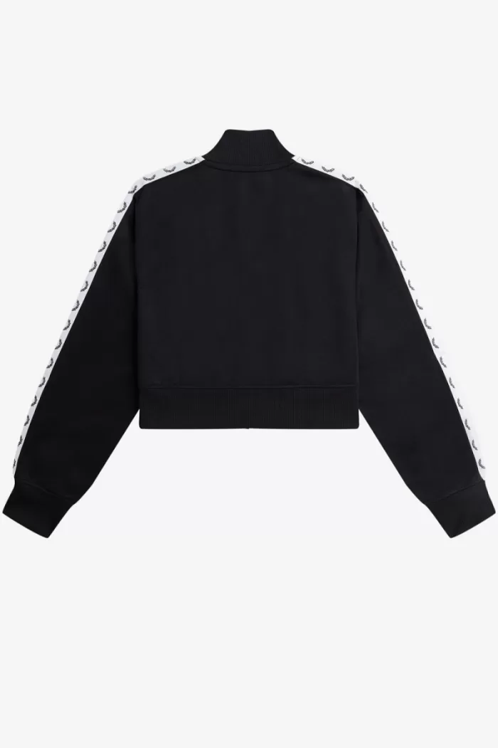 Fred Perry Cropped Taped Track Women’s Jackets Black | BQPAZ8193