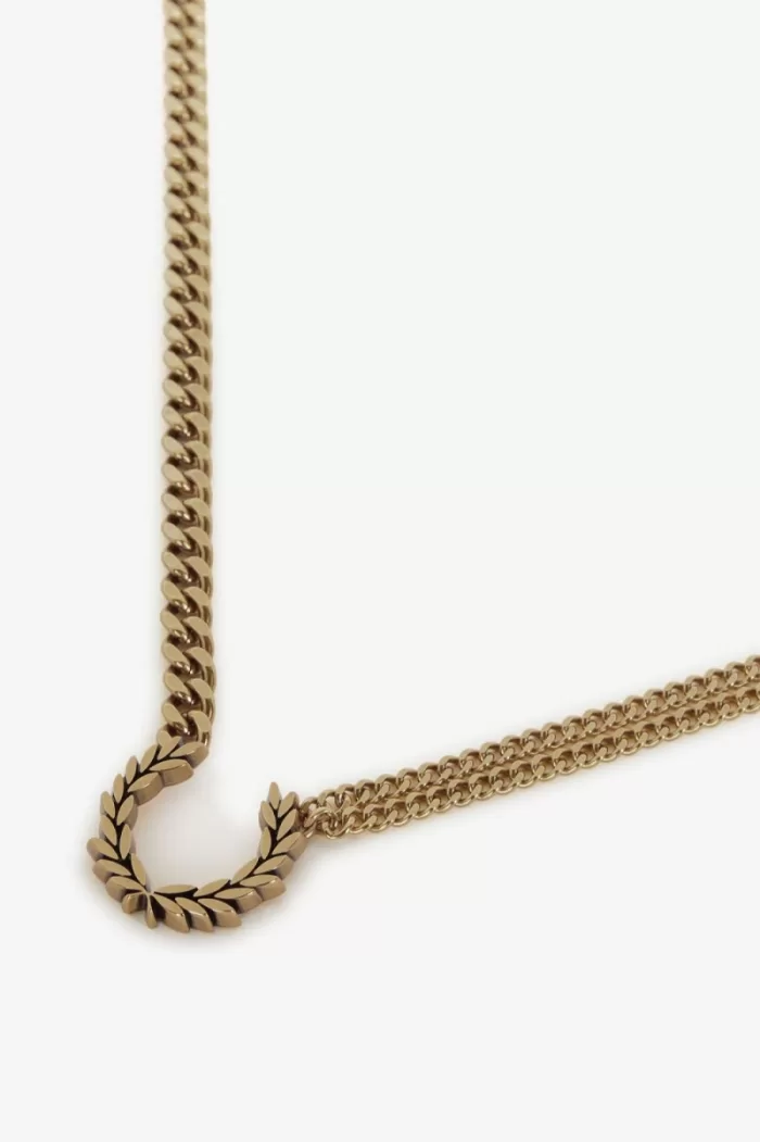 Fred Perry Double Chain Laurel Wreath Necklace Women’s Jewellery Gold | SXZNK6395