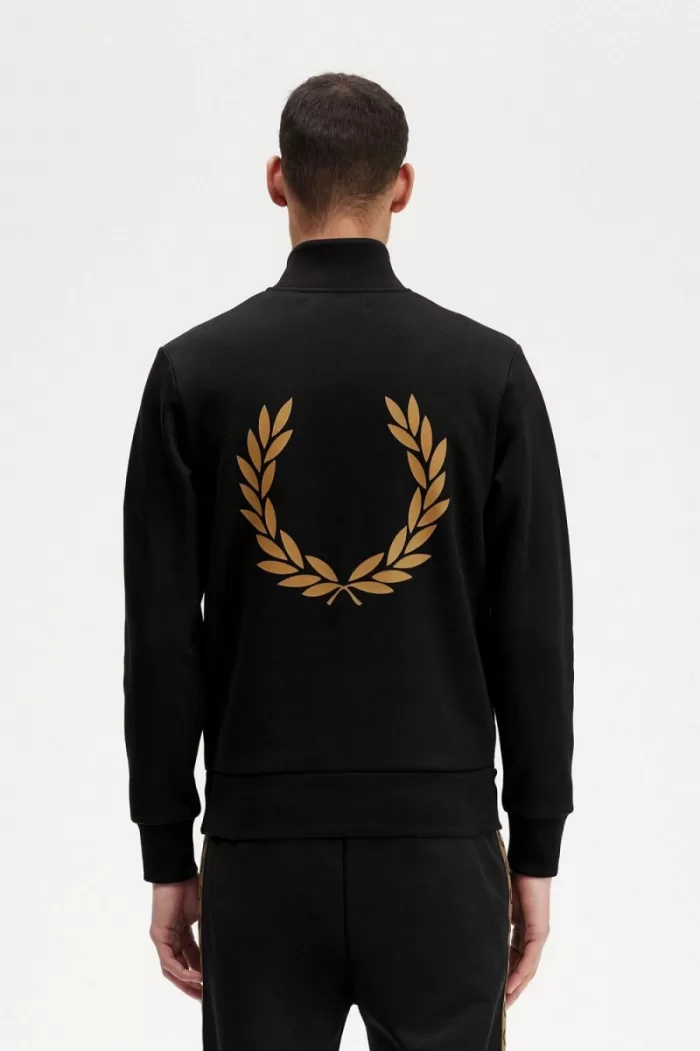 Fred Perry Double Graphic Half Zip Men’s Sweatshirts Black | ZUOBY5624