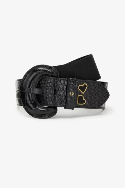 Fred Perry Elasticated Leather Women’s Belts Black | STHBZ9078