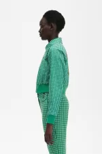 Fred Perry Embroidered Gingham Women’s Jackets Green | GABCY6815