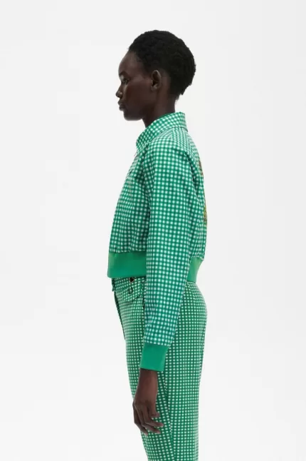 Fred Perry Embroidered Gingham Women’s Jackets Green | GABCY6815