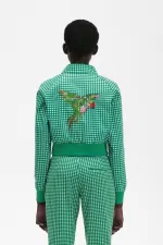 Fred Perry Embroidered Gingham Women’s Jackets Green | GABCY6815