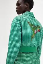 Fred Perry Embroidered Gingham Women’s Jackets Green | GABCY6815