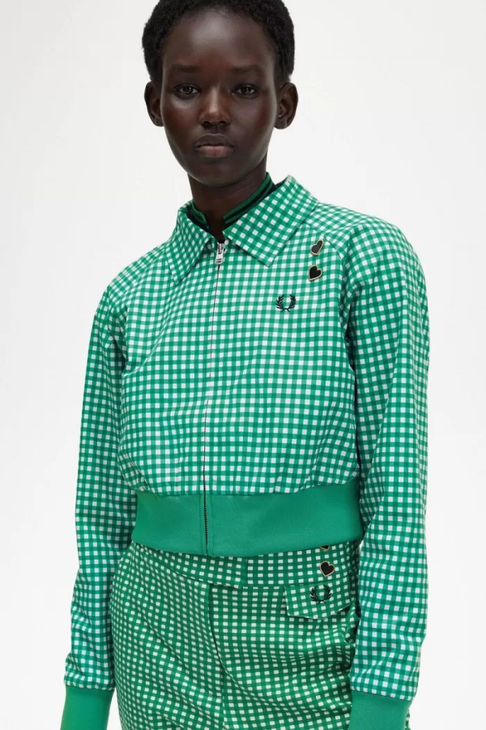 Fred Perry Embroidered Gingham Women’s Jackets Green | GABCY6815