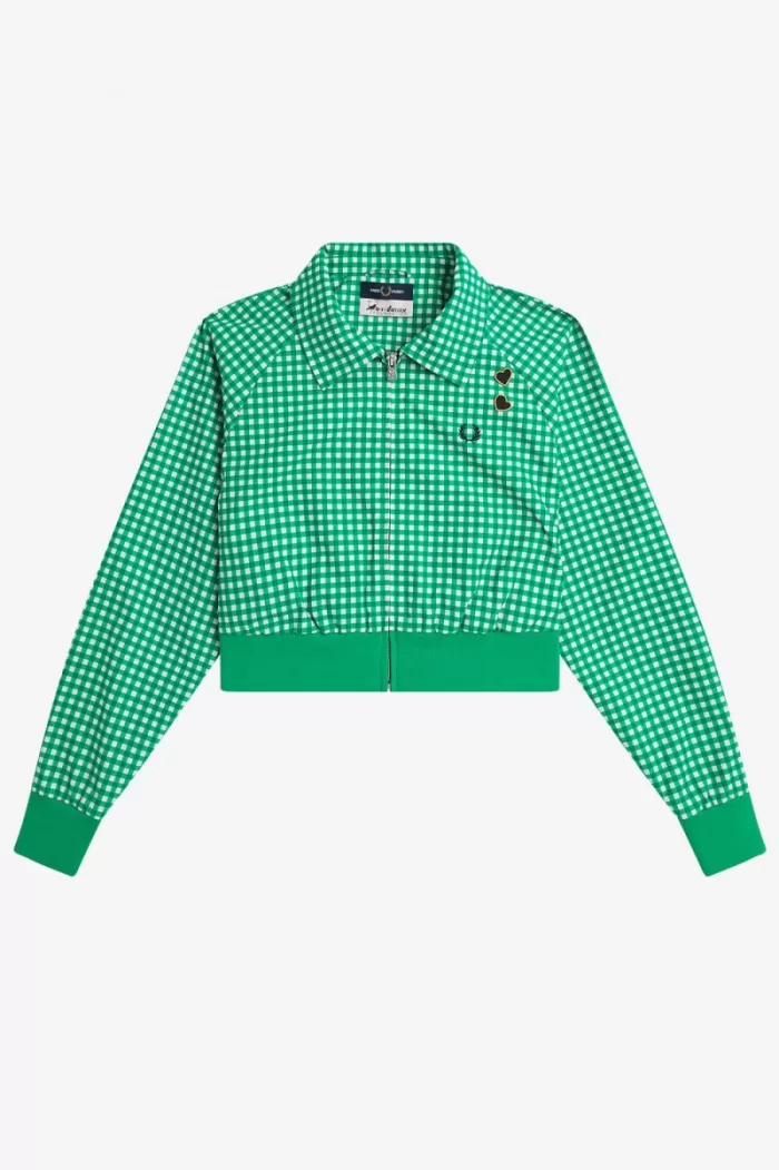 Fred Perry Embroidered Gingham Women’s Jackets Green | GABCY6815