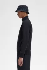 Fred Perry Embroidered Half Zip Men’s Sweatshirts Black | FLMRD8015