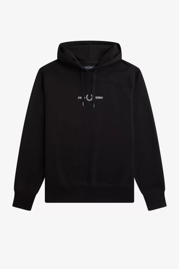 Fred Perry Embroidered Hooded Men’s Sweatshirts Black | JLIDX3701