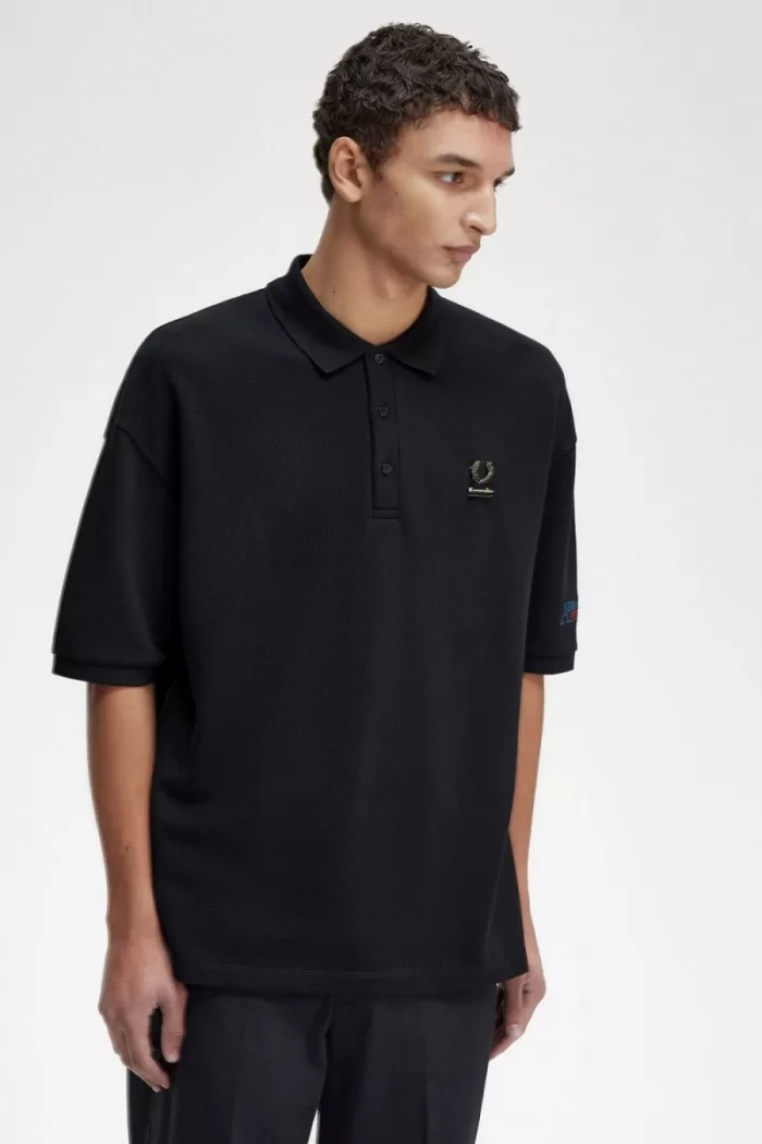 Fred Perry Embroidered Men’s Polo Shirt Black | CTGMK2965