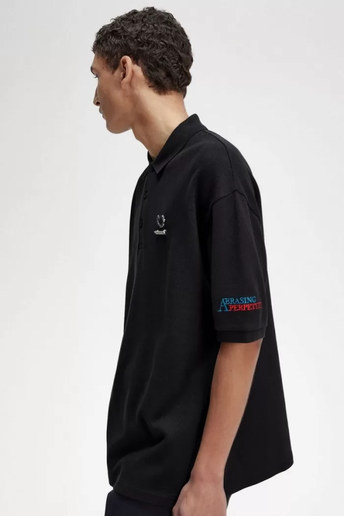 Fred Perry Embroidered Men’s Polo Shirt Black | CTGMK2965