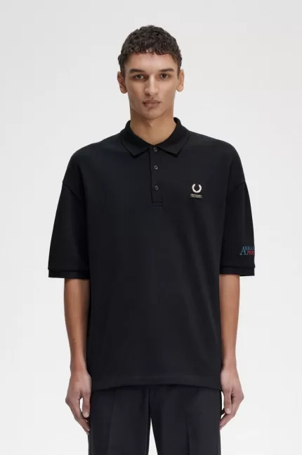 Fred Perry Embroidered Men’s Polo Shirt Black | CTGMK2965