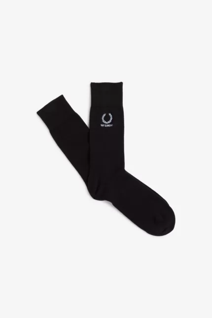 Fred Perry Embroidered Men’s Socks Black Lapis | BRIXL4153