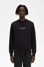 Fred Perry Embroidered Men’s Sweatshirts Black | EXBAK2098