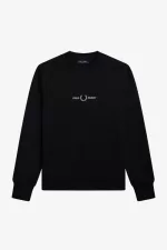 Fred Perry Embroidered Men’s Sweatshirts Black | EXBAK2098