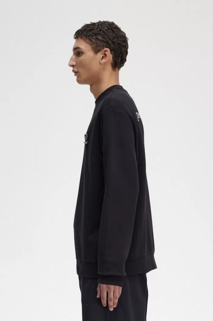 Fred Perry Embroidered Men’s Sweatshirts Black | GDUKA8649