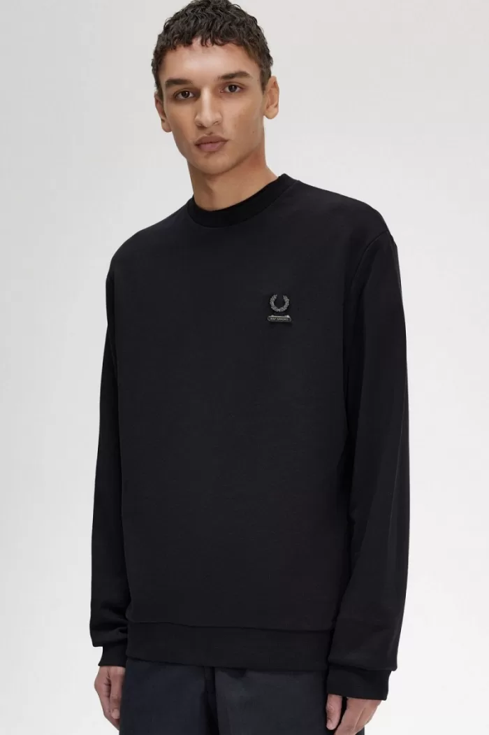 Fred Perry Embroidered Men’s Sweatshirts Black | GDUKA8649