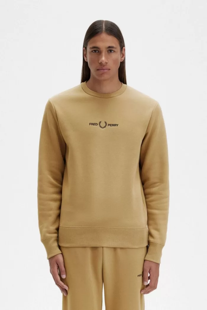 Fred Perry Embroidered Men’s Sweatshirts Green | IQOCD3706