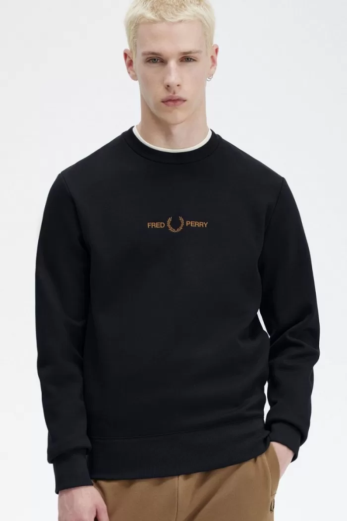 Fred Perry Embroidered Men’s Sweatshirts Navy | MULQJ7624