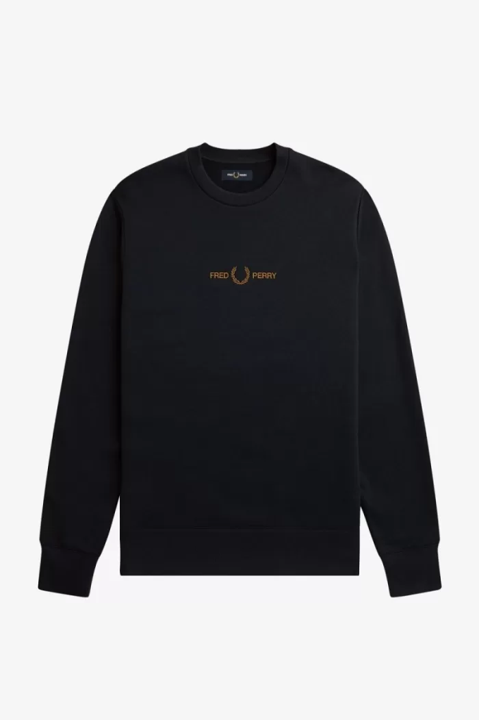 Fred Perry Embroidered Men’s Sweatshirts Navy | MULQJ7624