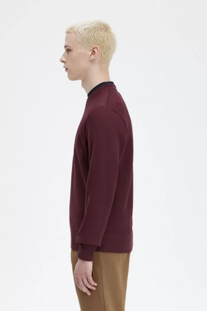 Fred Perry Embroidered Men’s Sweatshirts Oxblood | WHYEU4318