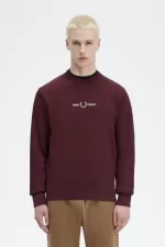 Fred Perry Embroidered Men’s Sweatshirts Oxblood | WHYEU4318