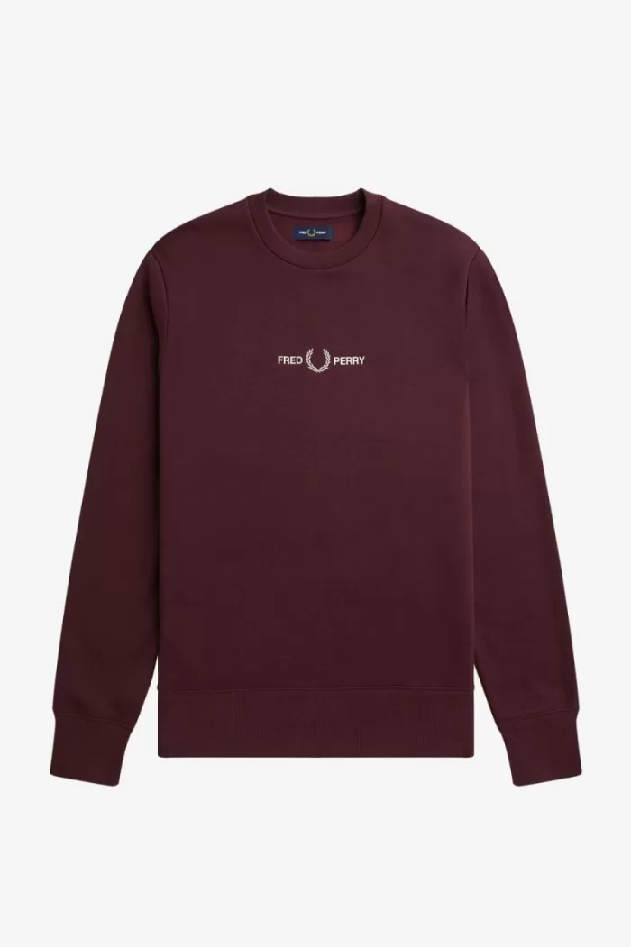 Fred Perry Embroidered Men’s Sweatshirts Oxblood | WHYEU4318