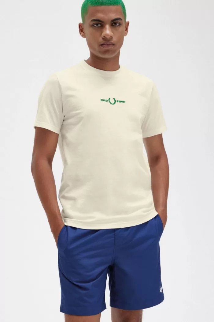 Fred Perry Embroidered Men’s T-Shirt Beige | CUEJY1865