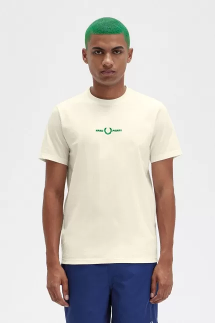 Fred Perry Embroidered Men’s T-Shirt Beige | CUEJY1865