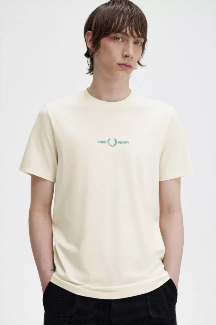 Fred Perry Embroidered Men’s T-Shirt Beige | SJFQH8671