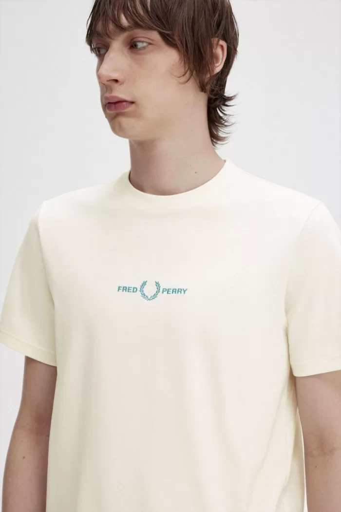 Fred Perry Embroidered Men’s T-Shirt Beige | SJFQH8671