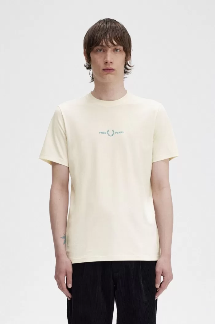 Fred Perry Embroidered Men’s T-Shirt Beige | SJFQH8671