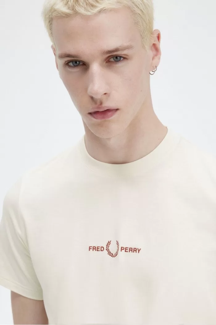 Fred Perry Embroidered Men’s T-Shirt Beige | XLVNC3456