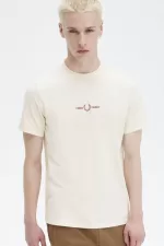 Fred Perry Embroidered Men’s T-Shirt Beige | XLVNC3456