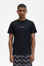 Fred Perry Embroidered Men’s T-Shirt Black | EBKTV6532