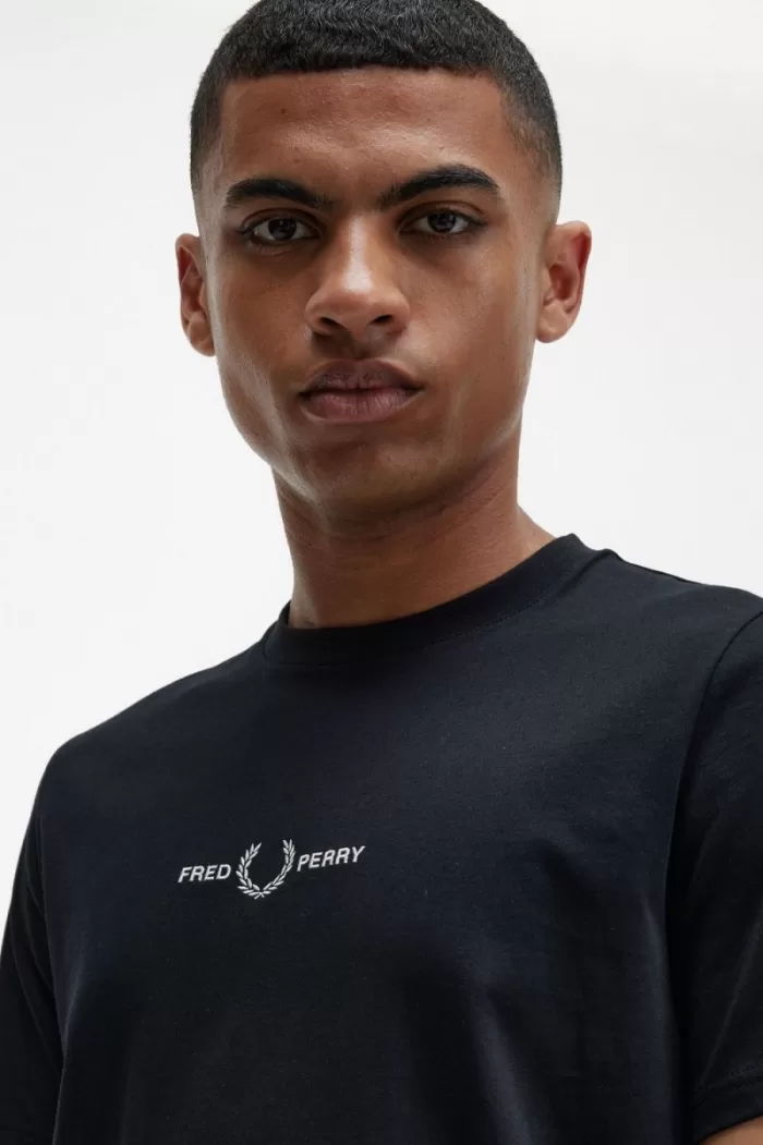 Fred Perry Embroidered Men’s T-Shirt Black | EBKTV6532