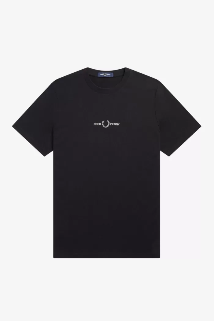 Fred Perry Embroidered Men’s T-Shirt Black | EBKTV6532